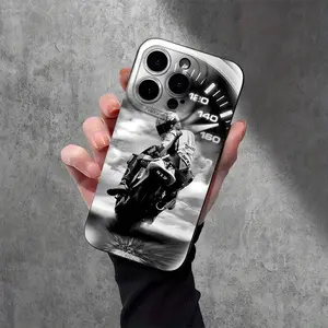 Black Motorcycle Rider And Dashboard Design Phone Case, Popular Creative Cartoon Pattern, for iPhone 17 Pro Max Phone Case 17 Air 16E 16 Pro Max 15 Pro Max 15 Plus 14 Plus 13 12 11 X XS XS Max XR SE Mini P, A Holiday Gift For Friends, Family, And Yourself