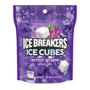 ICE BREAKERS Ice Cubes Arctic Grape Gum (100 Pieces) – Sugar Free, Cooling Chewing Gum for Fresh Breath