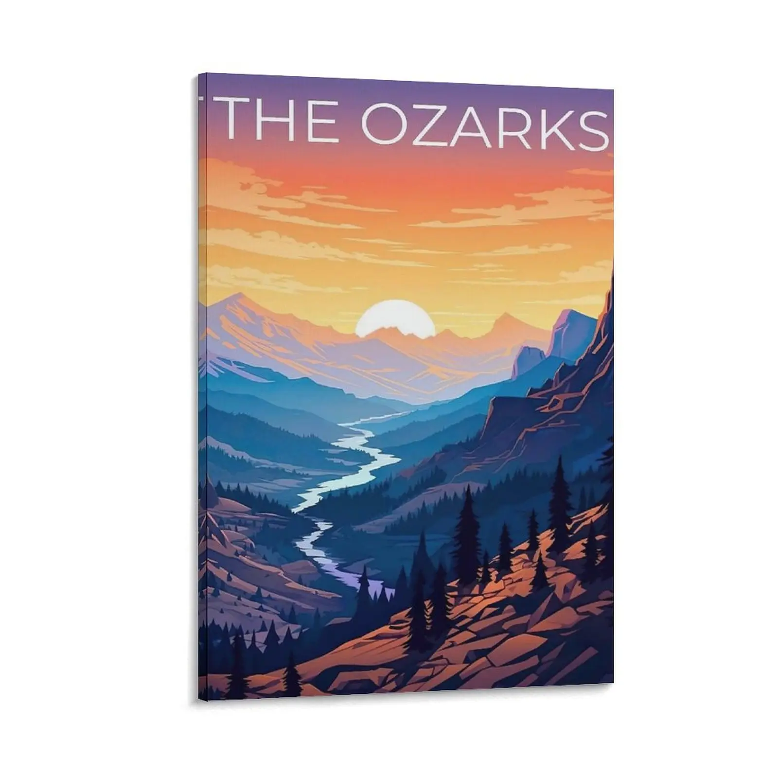 Ozarks Travel Poster. Vintage Country & Trendy Cities Travel Art. Canvas for Room, Bar, Bedroom Decor. Poster Canvas Wall Art For Bedroom Decor Bar Office Room Decor Gift