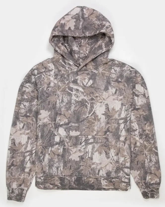 Men's Woodland Camouflage Hoodie, Camo Pullover Sweatshirt, Casual Outdoor Streetwear