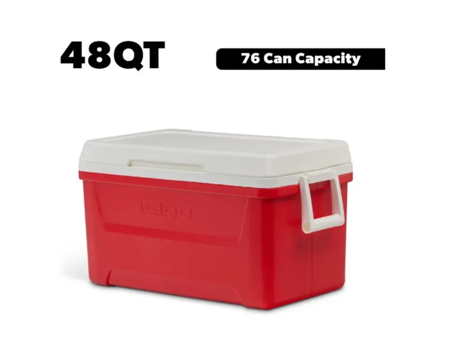 Igloo 48 QT Laguna Hard Sided Ice Chest Cooler, Red