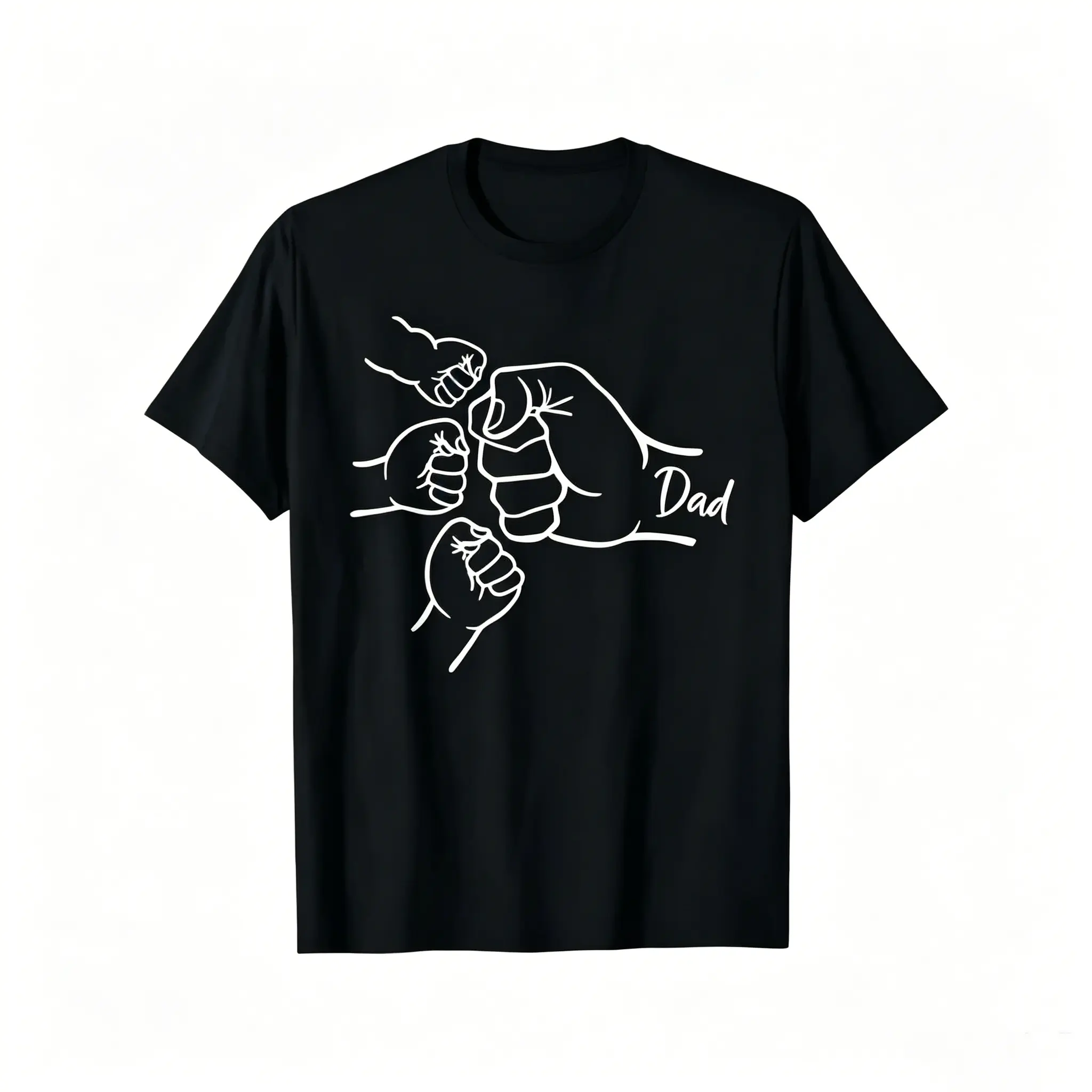Black Dad-3 Kids Fist Bump Casual Classic Minimalist Simple Tops, DadLife FathersDayVibes DadsOfTikTok ThreeKidsDad Fatherhood FamilyLove Summer Workout Shirt for Dads wear,T-Shirt