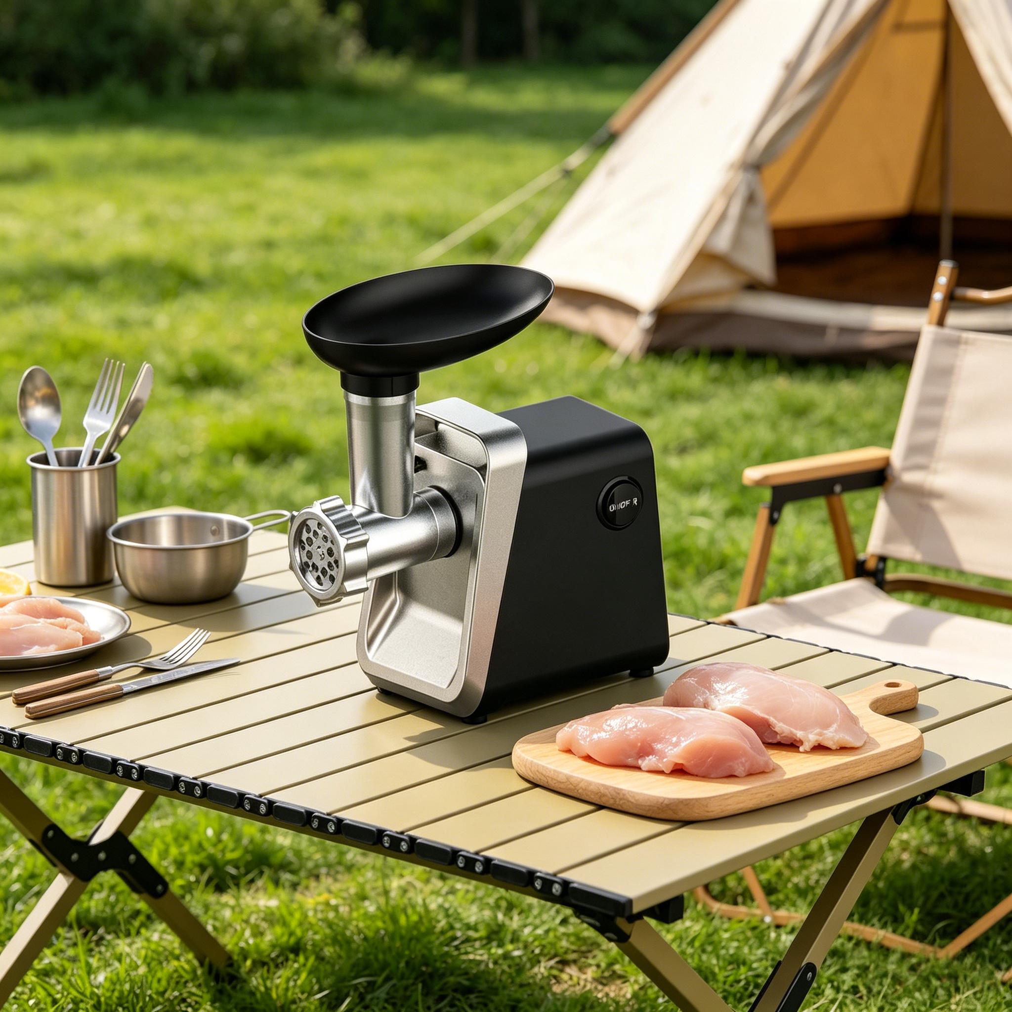 2800W electric meat grinder, stainless steel meat grinder, equipped with 2 blades, sausage tube, and Kubbe kit, suitable for use in home kitchens with American standard plugs