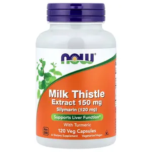 NOW Foods Milk Thistle Extract with Turmeric, 120 Veg Capsules
