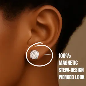 Allureis SnapMags Stud Magnetic Realistic Pierced-Look Stem Back Earrings Comfortable Everyday Wear Minimalist Design for All Ages