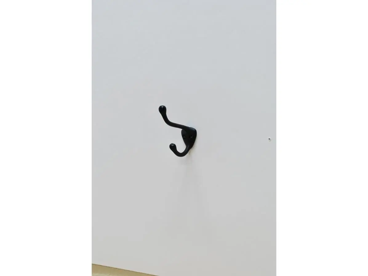 Residential Essentials 10601BK Classic Wall-Mount Zinc Finish Vertical Double Robe Coat Hook - Black, Mount Home Storage Hooks for Coat Hanging