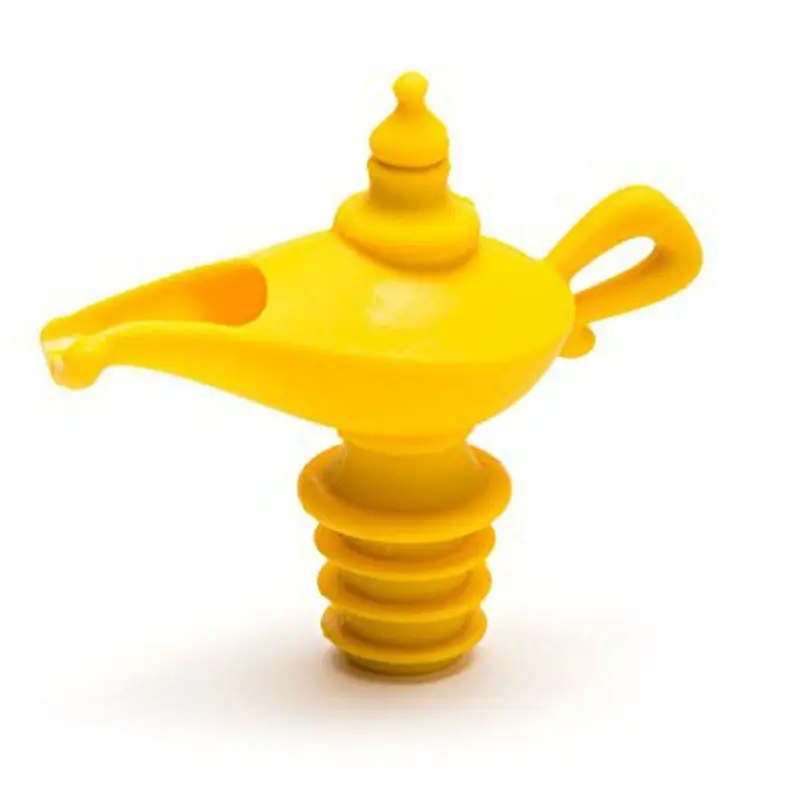 Creative Silicone Aladdin Lamp Wine Pouring Device Kitchen Oil Pouring Nozzle Leak Proof Sealing Plug Spiral Type Wine Yellow