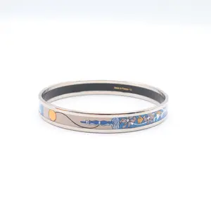 Pre-owned Hermes Les Cles Printed Enamel Narrow Bracelet W21669
