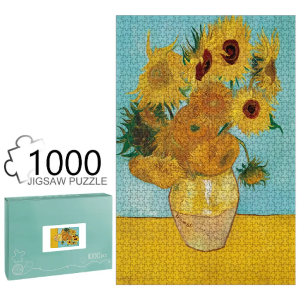 Sunflower Jigsaw Puzzle & Wall Art Decor, Multiple Sizes 1000 Pieces, Spooky Pumpkin Skeleton Ghost Holiday Puzzle Game, Fun Fall Family Activity, Halloween Decor Art Print, Perfect Halloween Gift For Puzzle Lovers