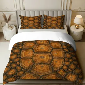 3PCS Duvet Cover Set, 1 Duvet+2 Pillowcases(Without filler), Tortoise Shell Hexagonal Retro Nature Earthy theme, Thanksgiving bedding set, decorative bedding Suitable for decoration bedroom, guest room, hotel room, vacation home.