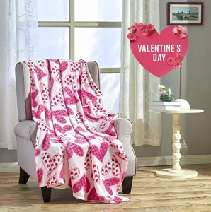 Valentine's Day Heart-Themed Throw Blanket – Ultra Plush, Soft, Cozy, and Luxurious Fleece, 50" x 60"