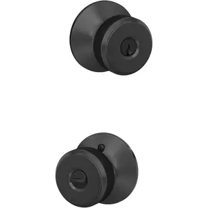 Door Knob, Keyed Entry Lock, Matte Black
