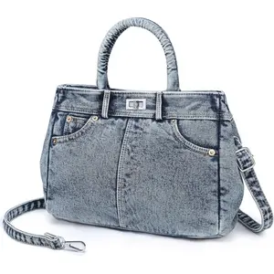 Dasein Trendy Denim Crossbody Bag Lightweight Satchel Shoulder Purse Handbag for Women Top Handle
