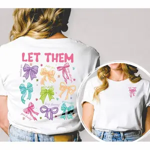 "LET THEM" Bow Graphic Tee - Sassy Statement Casual Top