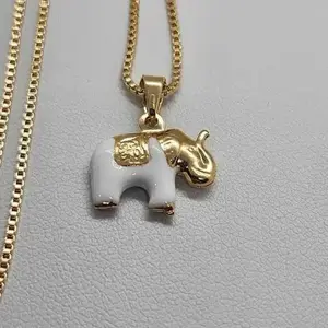 Brand New Brazilian 18k Gold Filled White Elephant Necklace