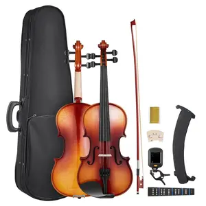 【Father's Day】VEVOR Violin 4/4 Full Size for Adults,  , Violin Fiddle Set for Beginners Student with Hard Case,Rosin, Bow,Shoulder Rest,Bridge,Extra Strings,Professional Solidwood Instrument (Glossy Brown)