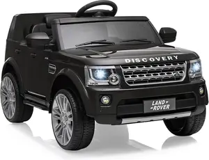 12V Licensed Land Rover Kids' Ride-On Car, Black, Rechargeable Battery, Parental Mode, Remote Control, MP3 Player, LED Lights, Dual Motors, for Ages 12+