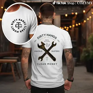 Dirty Hands Tool Co. T-Shirt – Bold Wrench Graphic with “Knuckle Busters Clean Money” Slogan, Built for Hard Workers, Unisex Streetwear Tops