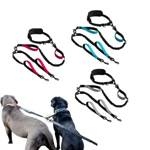 Hands-Free Dual Dog Leash with Padded Comfort 360° Swivel Clasp No Tangle Adjustable Length for Walking Two Dogs