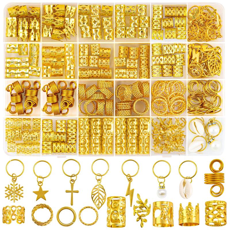 259 Pcs Hair Jewelry for Braids, Loc Jewelry for Hair Dreadlock, Charm Accessories for Women, Metal Gold Braids Rings Cuffs Clips for Dreadlock Accessories Clips Rings Extensions Decorations