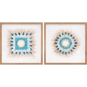 Yenice Natural Wood Geometric Wall Art Set Of Two