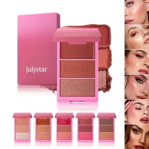 Triple-shade blush palette, blush and contour palette, 3-in-1 cream, powder and shimmer blush, multi-purpose makeup palette, dual-purpose lip and cheek blush, all-in-one eyeshadow, blush and contour palette, matte blush, fine shimmer blush, Flawless