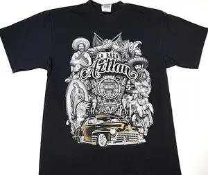 Aztlan T-shirt Lowrider Mexico Aztec La Raza Urban Streetwear Men's Tee, Chicano Art, Cotton Casual Style Tee, Top Menswear