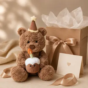 Birthday Teddy Bear Plush with Cake, Jellycat Gift Bag Included – Cute Soft Celebration Bear Stuffed Animal, Happy Birthday Gift for Kids, Girls, Boys, Plush Lovers & Collectors, US Stock
