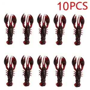 10/25pcs Soft Fishing Lures Kit with Realistic Crawdad/Shrimp Baits - Flexible Shrimp for saltwater & freshwater, Live Drop Shot Artificial Shiners for Crappie, Carp, Perch, Black Fish - All-Season use - Easy Shiner Lifelike Crayfish Lures