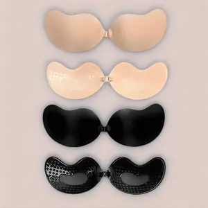 2pcs Adhesive Silicone Backless Push Up Bra Invisible Bra, Reusable, Front Clasp Bra, - Skin-Friendly Cup, Fits A-D Cup, Summer Wedding Dress/Dress Backless Fabric Polyester push bra bras Nipple Cover Bra