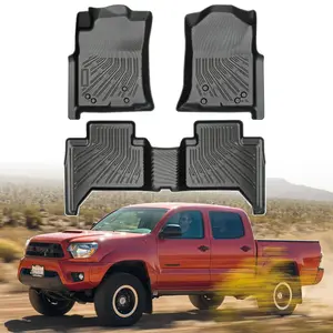 Canvcle Floor Mats for Toyota Tacoma Double Cab 2005-2015, All Weather Floor Liners for Tacoma Accessories, Heavy Duty TPE Car Mats, Car Accessories