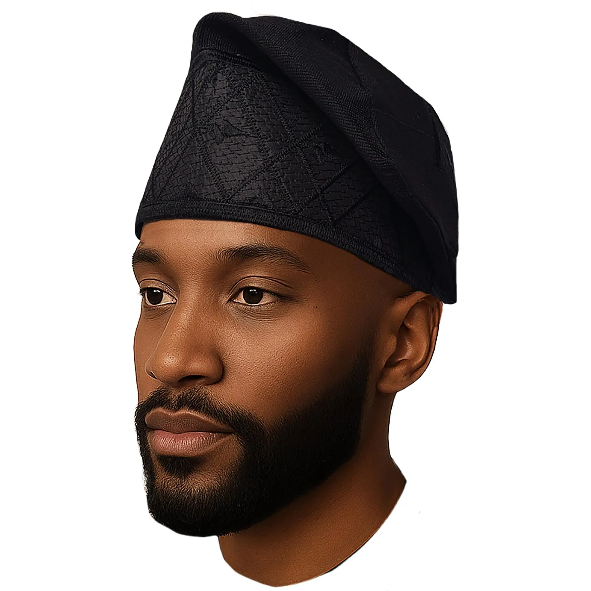 Black African ASO Oke Embroidered Cap | Traditional Nigerian Men’s Hat | Wedding | African Fashion | Dupsie's