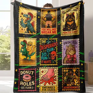 Viral Dungeon Crawler Carl Flannel Throw Blanket, Funny Novelty Game Inspired Plush Blanket, Ultra Soft Lightweight Cozy Cover for Sofa Bed Travel, Perfect Birthday, Christmas & All Occasion Gift for DCC Fans, Tabletop & Fantasy Game Lovers