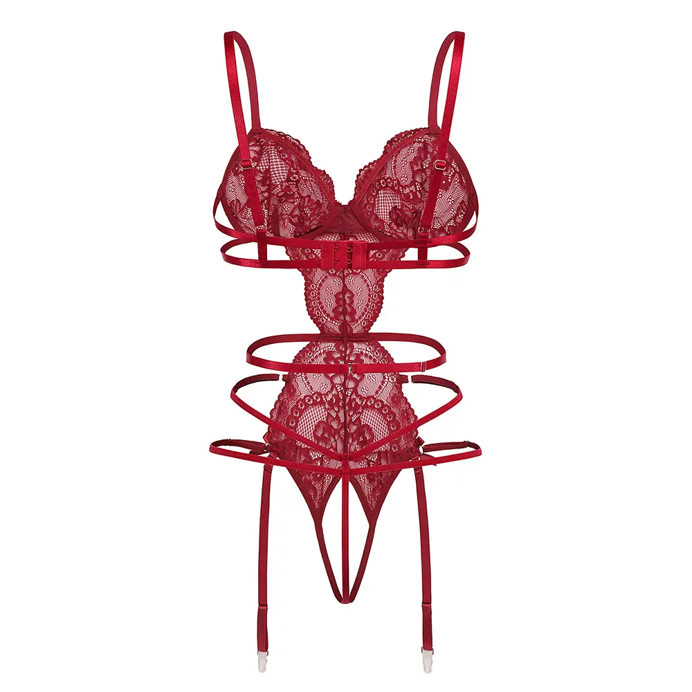 Avidlove Women's Deep V Teddy Lingerie Lace Bodysuit Cut Out Garter Lingerie Sets