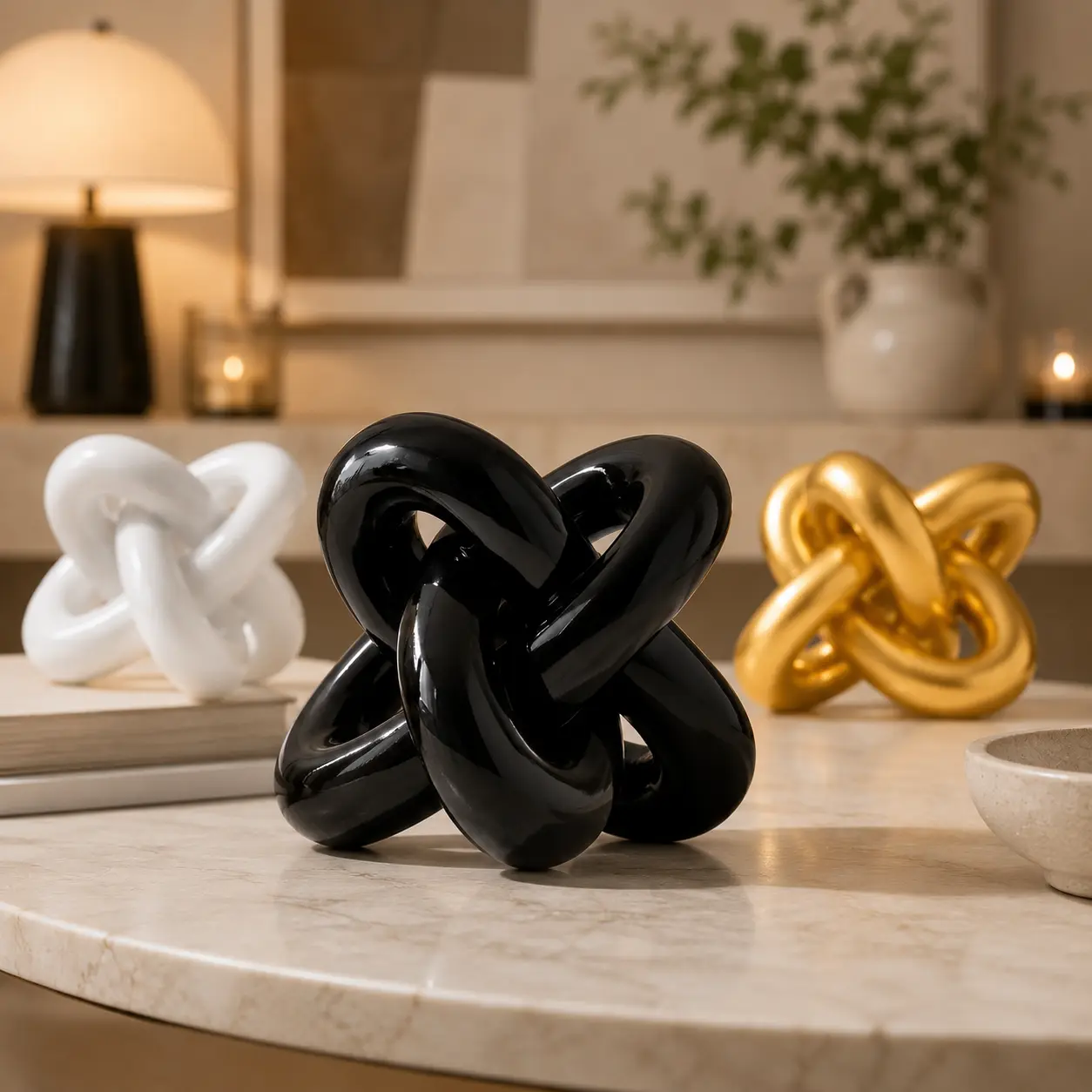 Modern Knot Resin Sculpture Decor, Luxury Abstract Home Accent, Minimalist Living Room Tabletop Ornament for Coffee Table, Bookshelf, Contemporary Home Decor Gift Idea, Living Room Decor