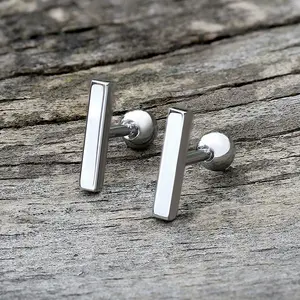 GTHIC Minimalist Silver Color Stainless Steel Front-back Earrings for Men Women Daily Wear Fashion Accessories