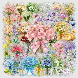 50 Pcs Creative Fresh Waterproof Fun Decorative Stickers, Storage Box Phone Case Cup Transparent Stickers, Cross-Border Decoration