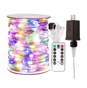 100FT Plug In Multicolor Fairy String Lights, 300 LEDs Waterproof RGB Twinkle Lights with Remote & Timer, 8 Modes Silver Wire Lights for Bedroom, Patio, Garden, Wedding & Christmas Decor
