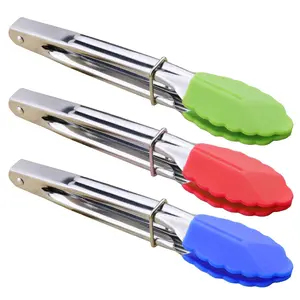 3pcs Lightweight Mini Kitchen Tongs Set - 7-in Non-Stick Silicone-Tipped Tongs, Heat-Resistant Stainless Steel Handles, Multi-Color for BBQ, Cooking, Serving
