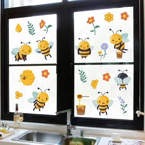 1 Set 、2 Pcs  Cute Bee and Honey Decorative Electrostatic Stickers, Waterproof, Detachable, Reusable, Creative DIY Electrostatic Stickers, Suitable for Balcony Glass, Doors and Windows, Home Decoration, Room Decoration and Other Scenes