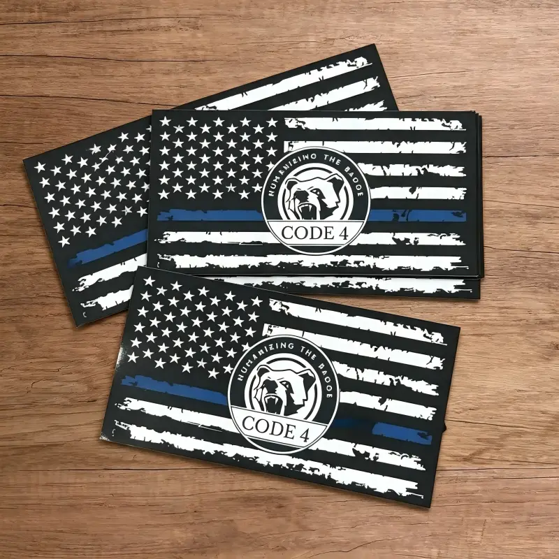 3-Piece Thin Blue Line Badges Decals - Code 4 Message Car Stickers, Emblem Car Stickers for Automotive Exterior Accessories