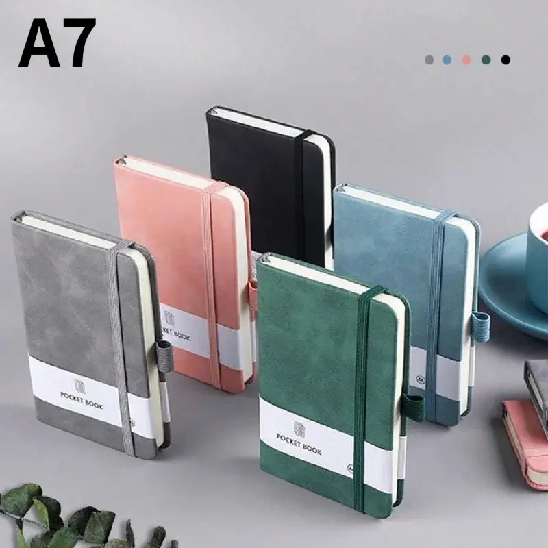 A7 Pocket Mini Journal Notebook, 200 Pages Small Notepad with Pen Holder, Portable Pocket Writing Pad for Daily Note‑Taking