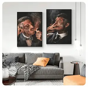 Canvas Artwork Featuring a 2pcs Gangster Legend Mafia Character, Ideal for Decorating Your Living Room Or Office. A Great Gift Option And Home Decoration (Unframed).