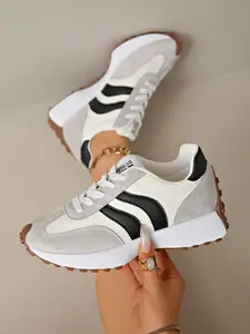 Women's Athletic Shoes Spring Autumn Elegant Fashion Casual Round Toe Low Top Lace-Up Thick Sole Breathable Outdoor Sneakers