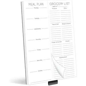 Meal Plan & Grocery List  Notepad for Refrigerator | For Shopping Lists Planner Organizer Memo Note Pad for Fridge | Kitchen  for Mother, Girlfriend | 7x10 Inches, 52 Sheets