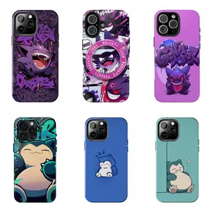 Cute Snorlax Gengar Pokemon Evolution Case for iPhone 17-7 Pro Max Plus & Samsung Galaxy S25-S21 Ultra Plus - Laughing Monster Graffiti Aesthetic Phone Cover unisex