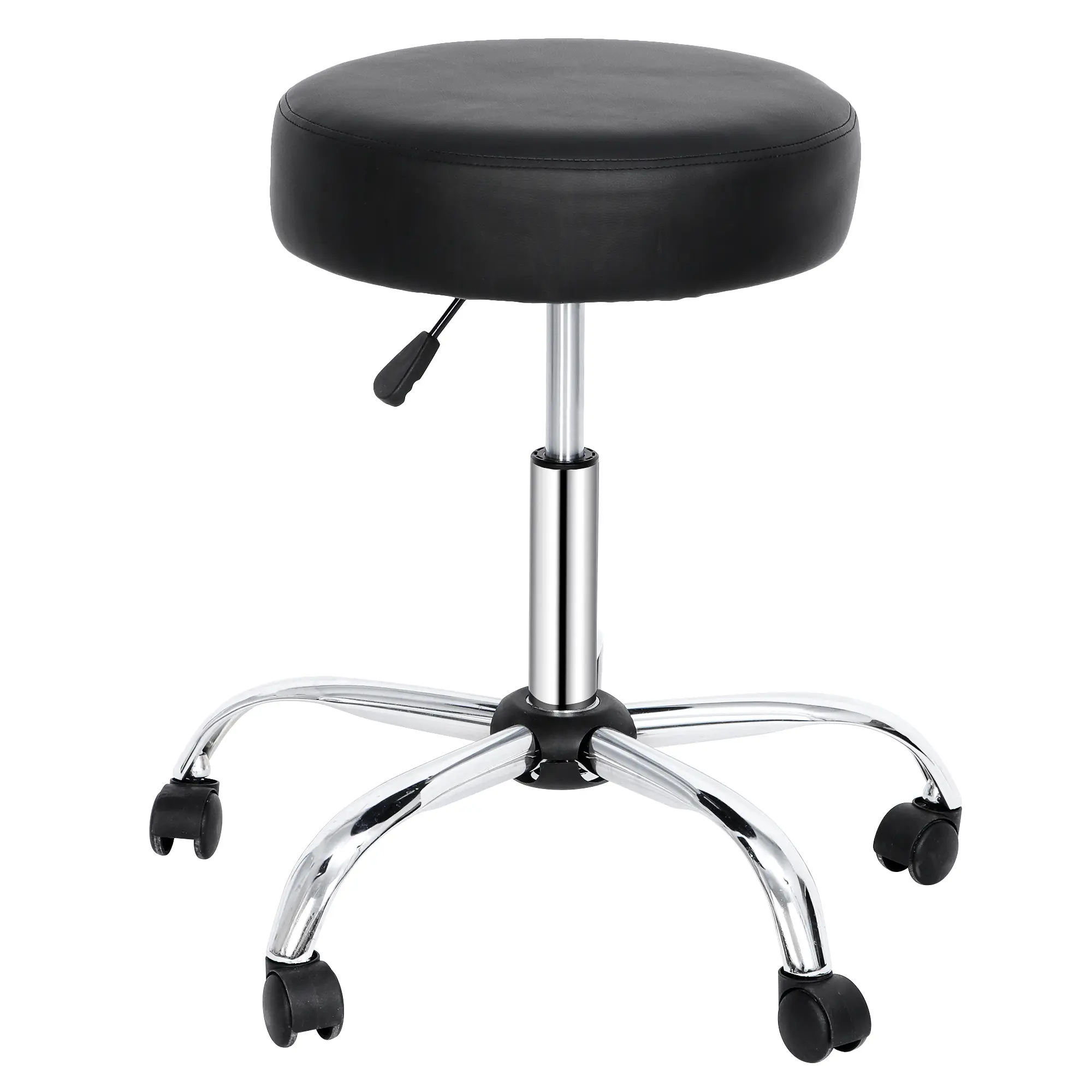 Zeny Hydraulic Rolling Swivel Chair - Black PU Leather Seat, Adjustable Seat Height, 360° Smooth Movement, 275lbs Capacity, Easy Setup, Durable Design for Barber Shop, Coffee Shops, Home Office Indoor Furniture Chair