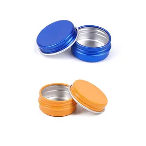 4pcs Round Thread Aluminum Boxes, Aluminum Jars, Blue Metal Cosmetic Jewelry Powder Packaging, Portable Storage Containers