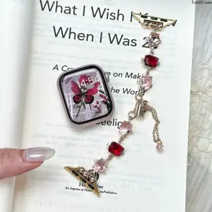 Bling Golden Glam Watch Band Compatible with Apple Watch, Jewelry Metal Bracelet Strap with Magnetic Closure Compatible with 38–49mm Apple Watch Series, Elegant Sparkling Accessory for Everyday & Spring Wear, Smartwatch OEM