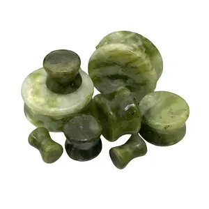 PAIR of Unique Natural South Jade Organic Stone Plugs - Gauges 4g (5mm)  up to 1" (25mm)